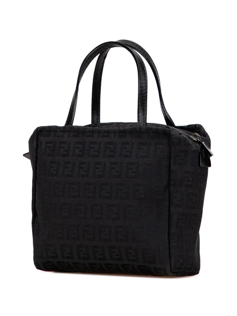 Pre-owned Fendi 2000-2010 Mini Zucchino Canvas Handbag In Black