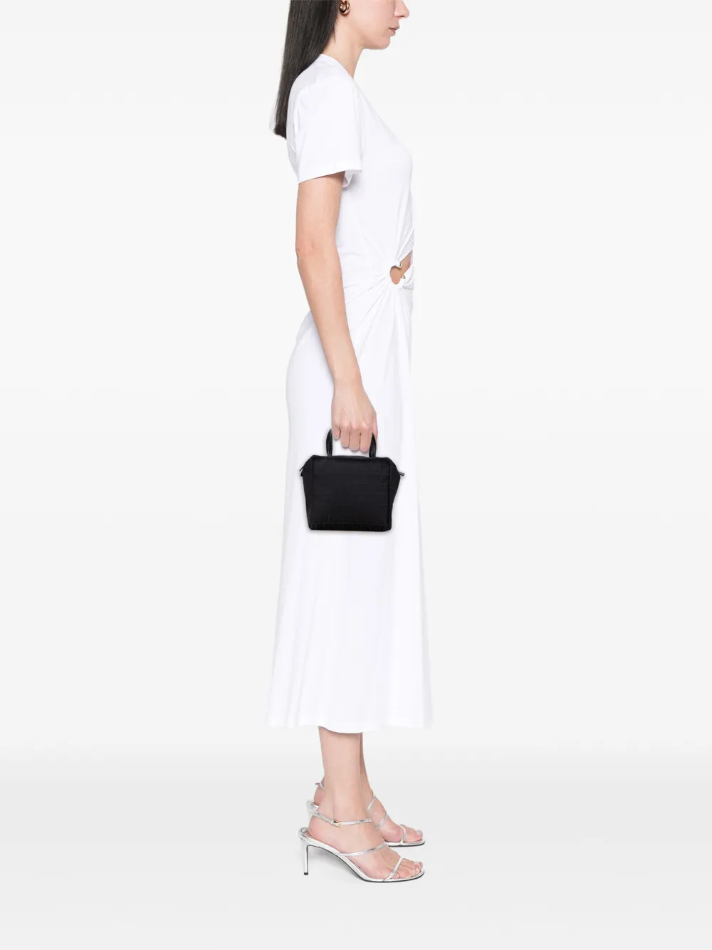 Pre-owned Fendi 2000-2010 Mini Zucchino Canvas Handbag In Black
