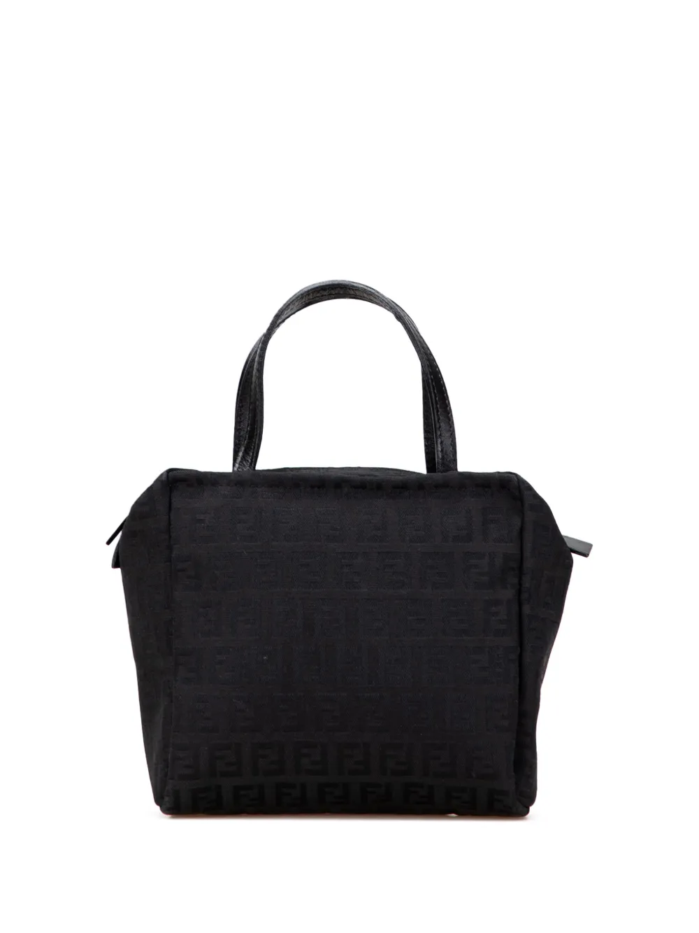 Pre-owned Fendi 2000-2010 Mini Zucchino Canvas Handbag In Black