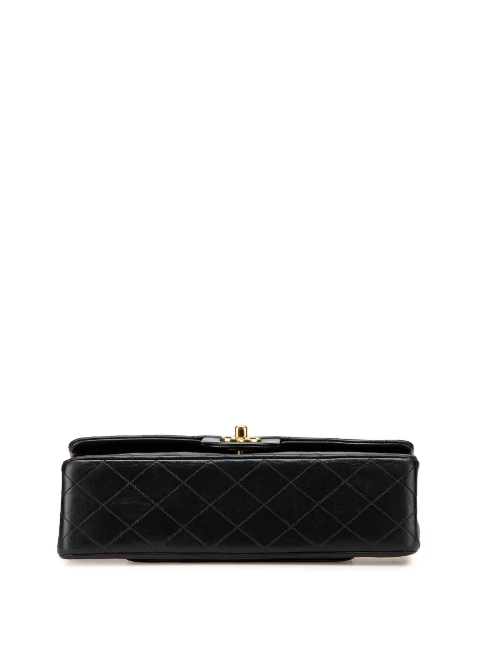 Pre-owned Chanel 1991-1994 Medium Classic Lambskin Double Flap Shoulder Bag In Black