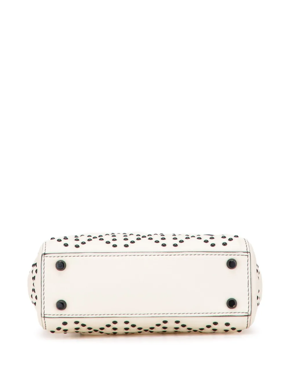 Pre-owned Dior 2018 Mini Ultra Matte Calfskin Cannage Studded Supple Lady  Satchel In White