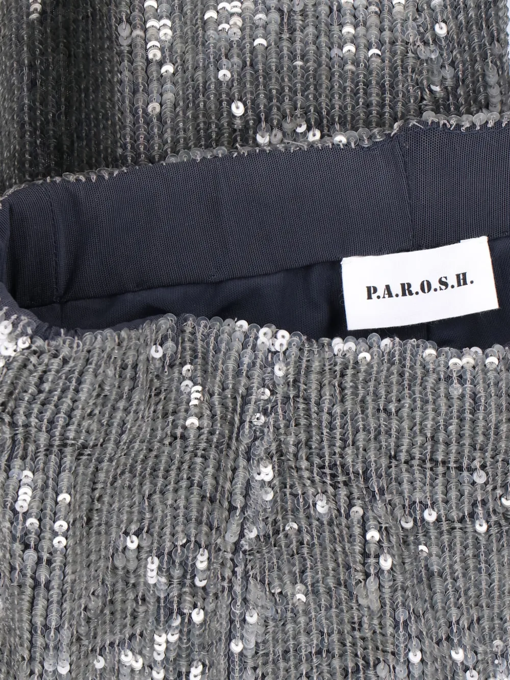 P.a.r.o.s.h High-waisted Grey Trousers With Sequin Embellishments In Gray