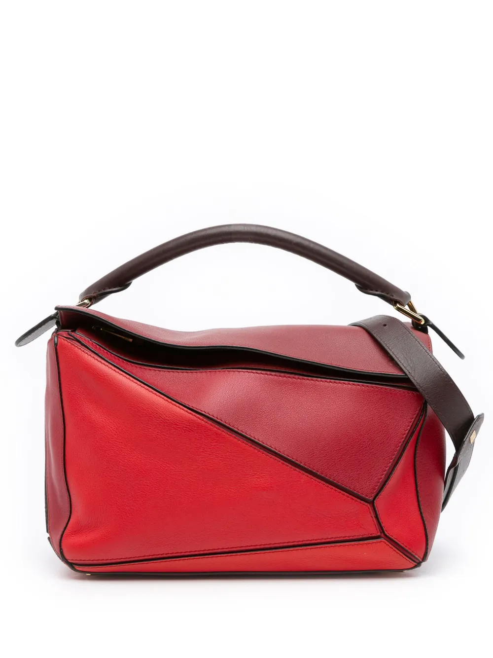 Loewe Pre-Owned 2017 ミディアム トリカラー カーフスキン パズル サッチェルバッグ - レッド Loewe Pre-Owned 2017 ミディアム トリカラー カーフスキン パズル サッチェルバッグ - レッド