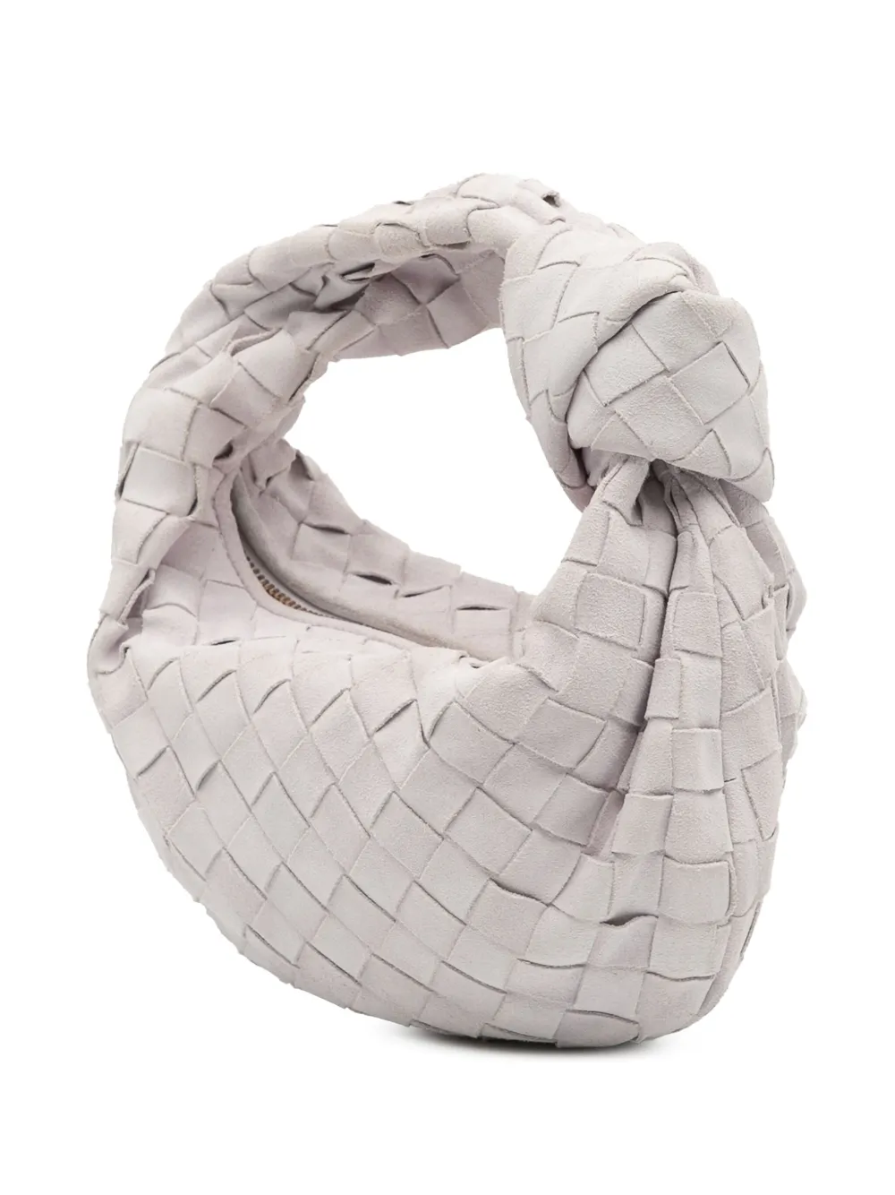 Pre-owned Bottega Veneta 2012-2025 Mini Suede Intrecciato Jodie Hobo Bag In White