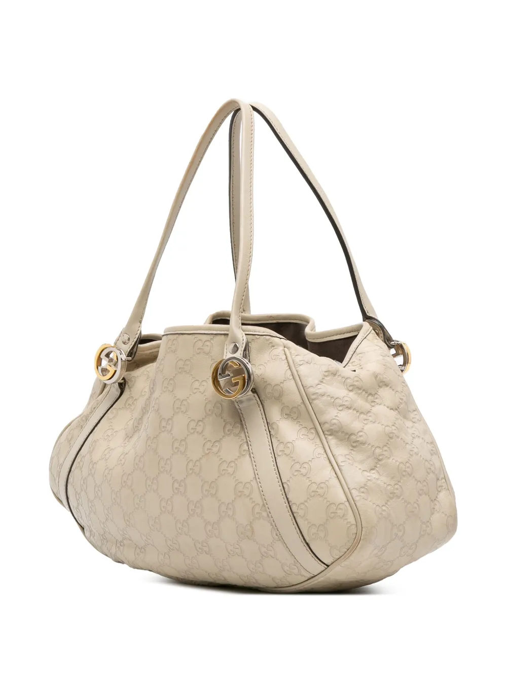 Pre-owned Gucci 2016-2025 Ssima Twins Shoulder Bag In White