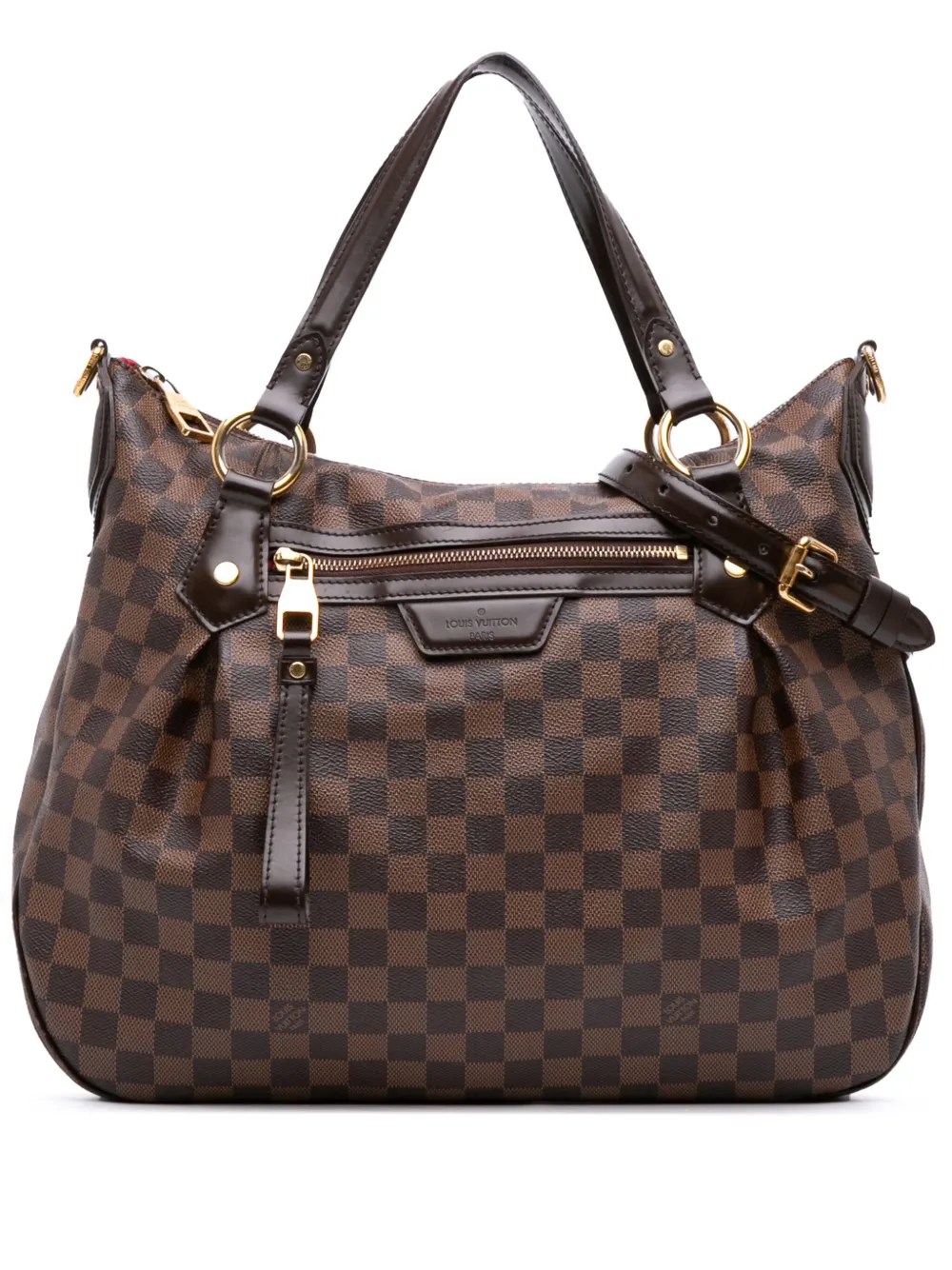 Pre-owned Louis Vuitton 2011 Damier Ebene Evora Mm Satchel In Brown