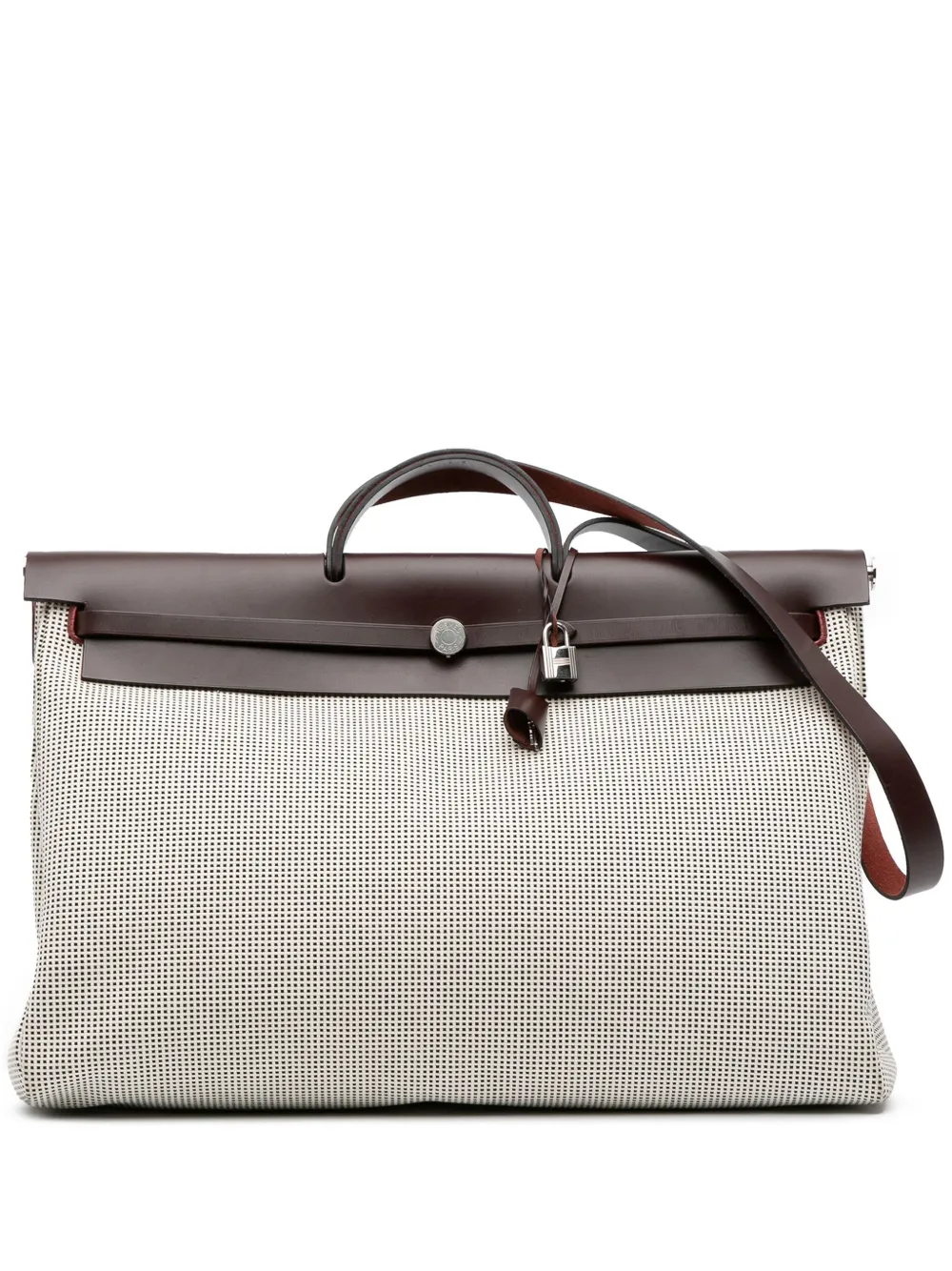 Hermès Pre-Owned 2021 Toile Quadrille Vache Hunter Herbag Zip Cabine 50 travel bag | Brown | Image 1