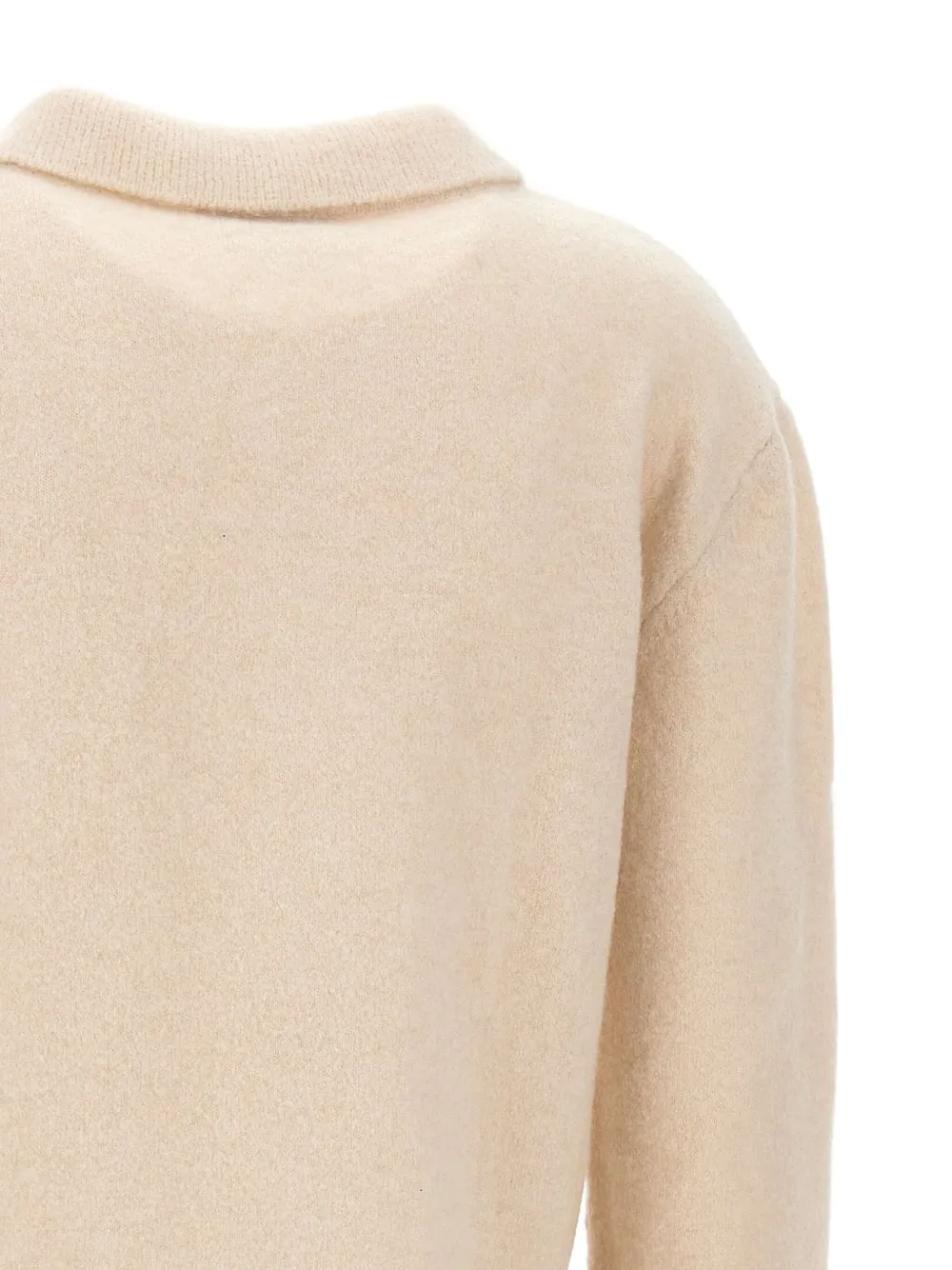 Laneus Long-sleeve Ribbed Polo Top In Neutral