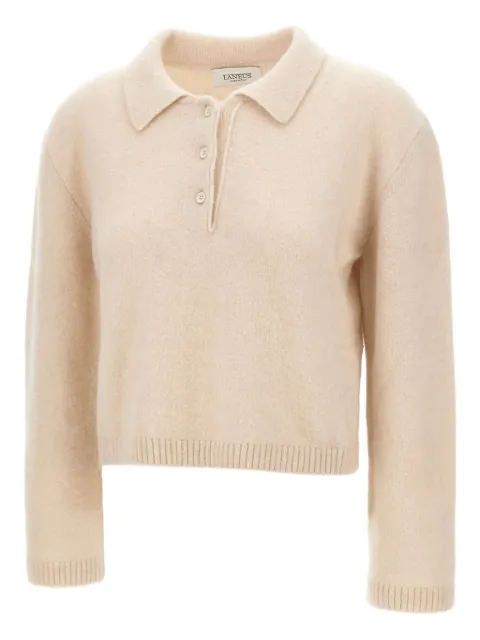 Laneus long-sleeve ribbed polo top 