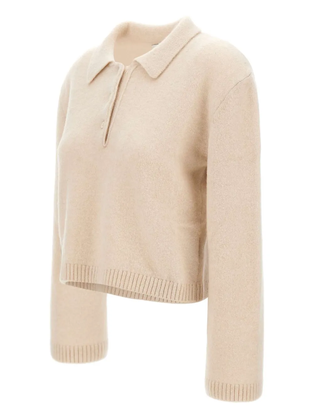 Laneus Long-sleeve Ribbed Polo Top In Neutral