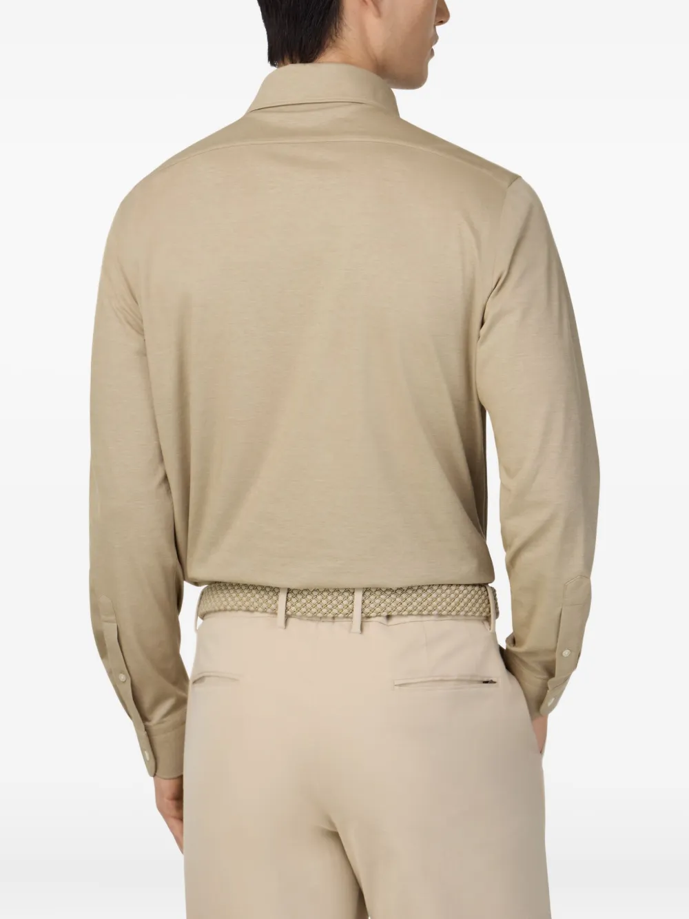 Boggi Milano Poloshirt met lange mouwen Beige