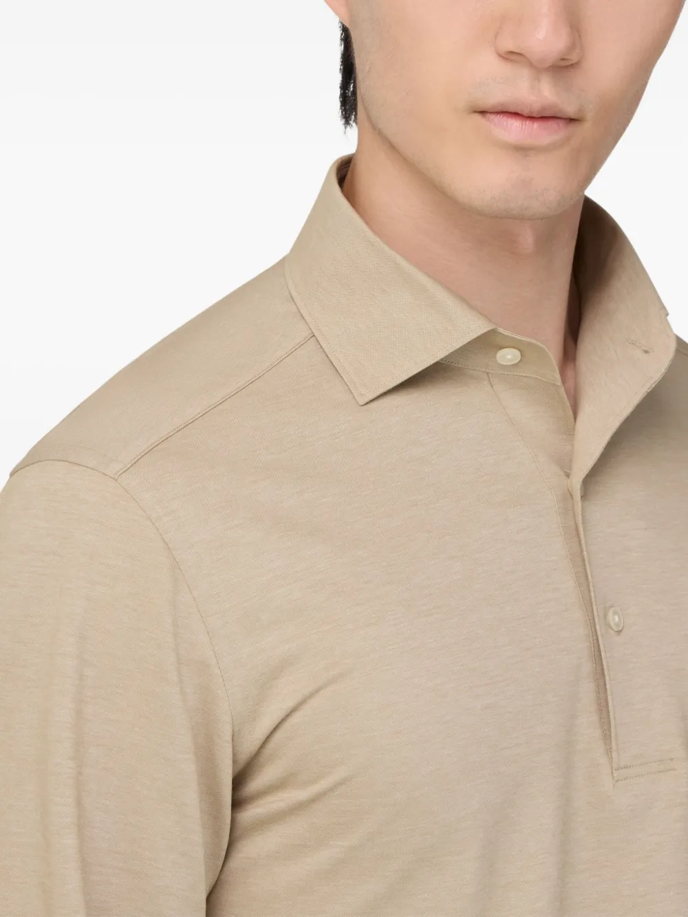Boggi Milano Poloshirt met lange mouwen Beige