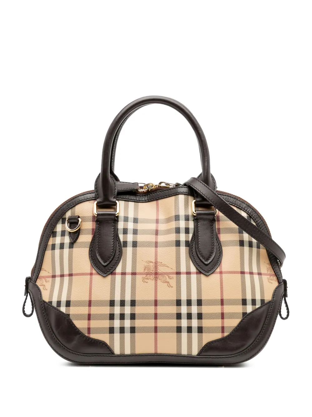 Burberry Pre-Owned 2000-2017 Small Haymarket Check Coated Canvas Orchard Bowling Bag satchel | Brown | Image 1