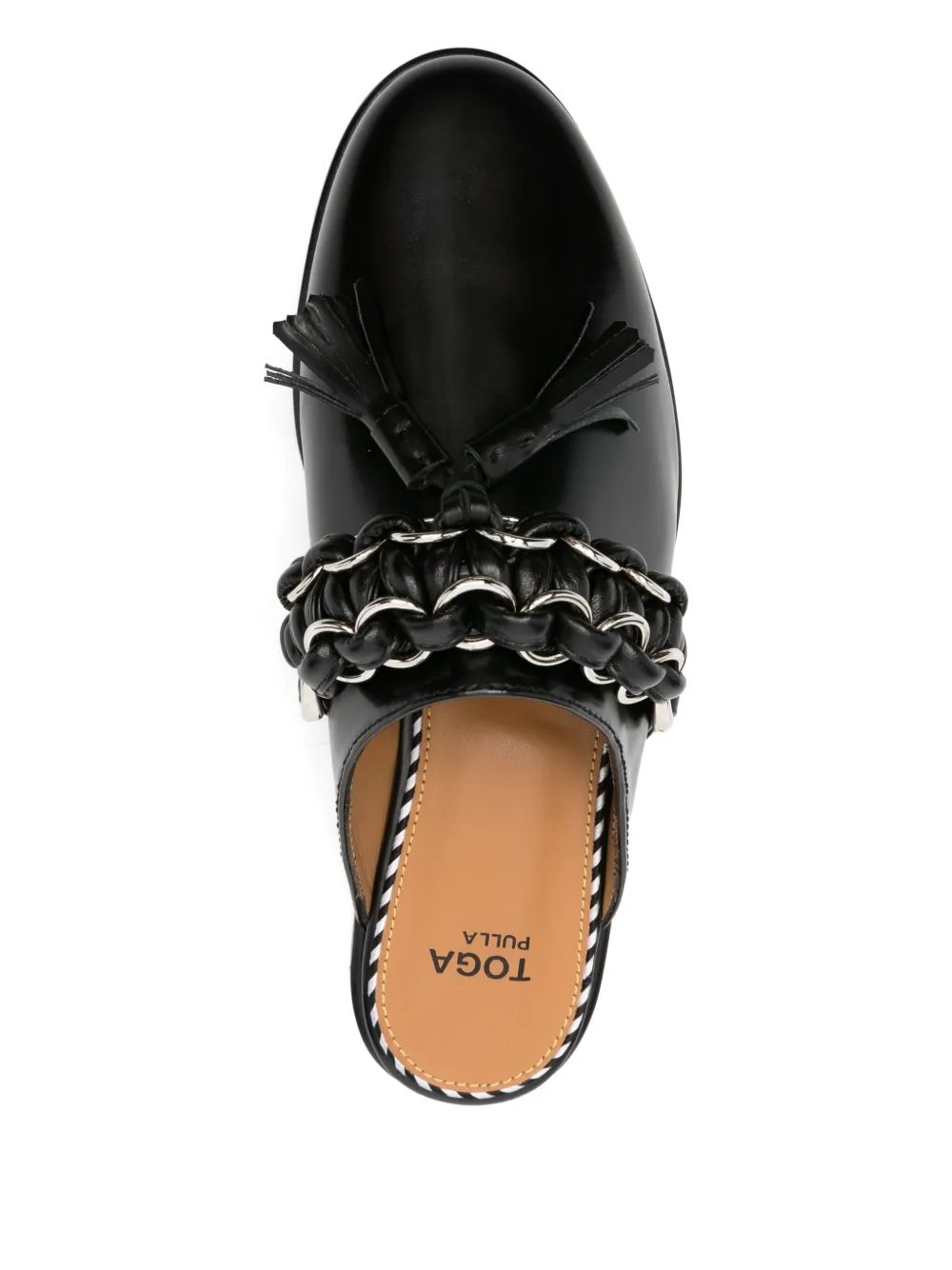 Toga Pulla chain-tassel mules Black