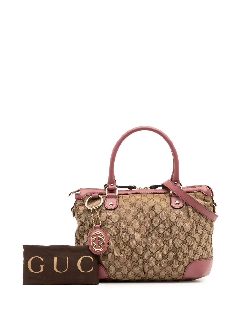 Pre-owned Gucci 2016-2025 Gg Canvas Sukey Satchel In Brown