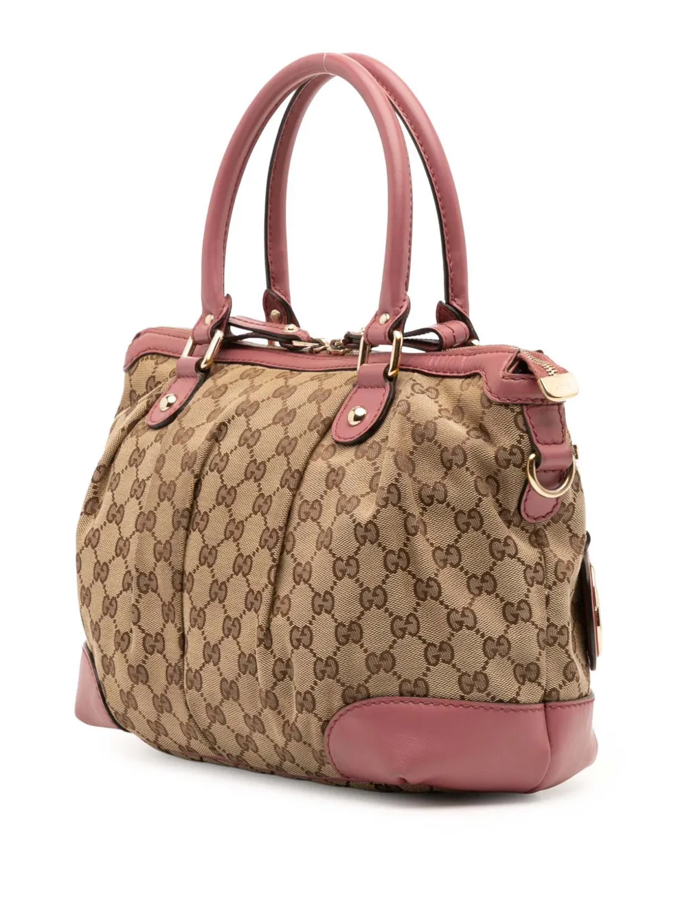 Pre-owned Gucci 2016-2025 Gg Canvas Sukey Satchel In Brown