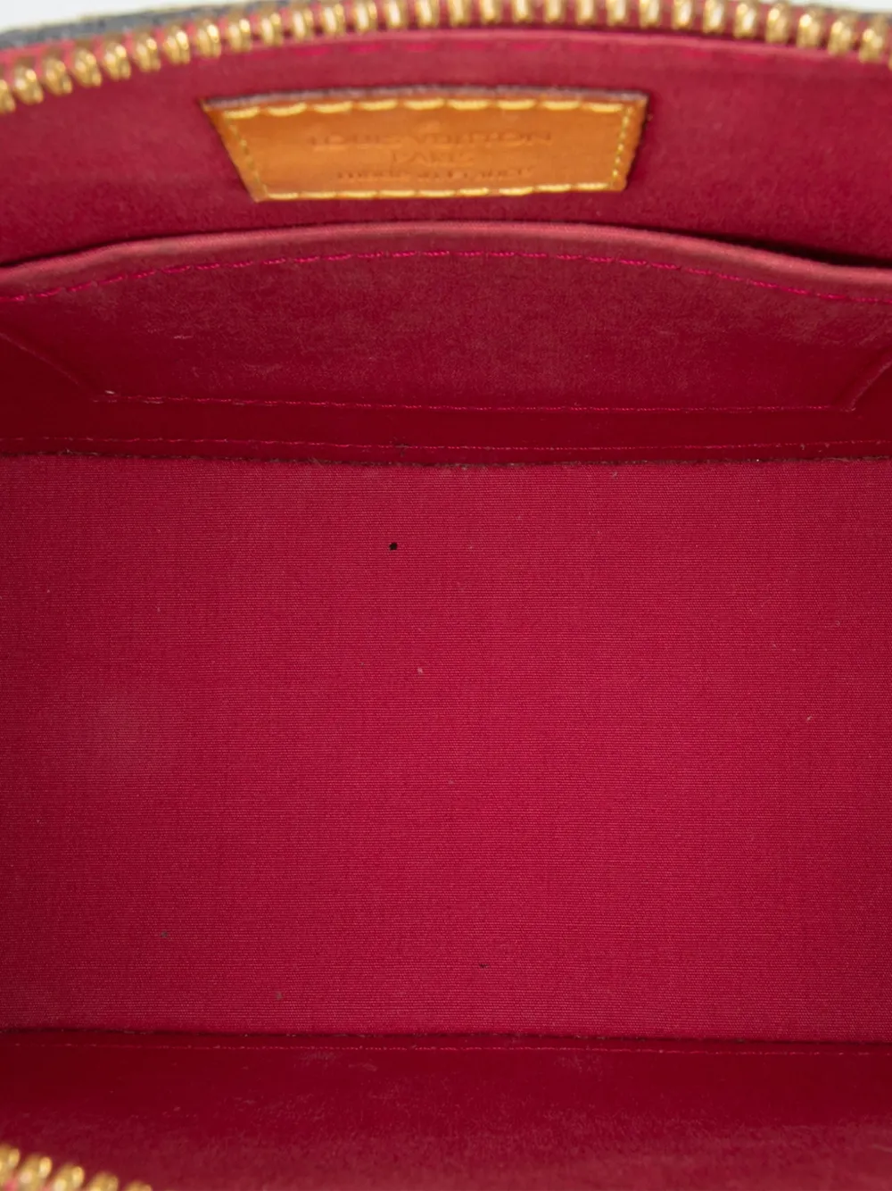 Pre-owned Louis Vuitton 2013 Monogram Vernis Alma Bb Satchel In Red