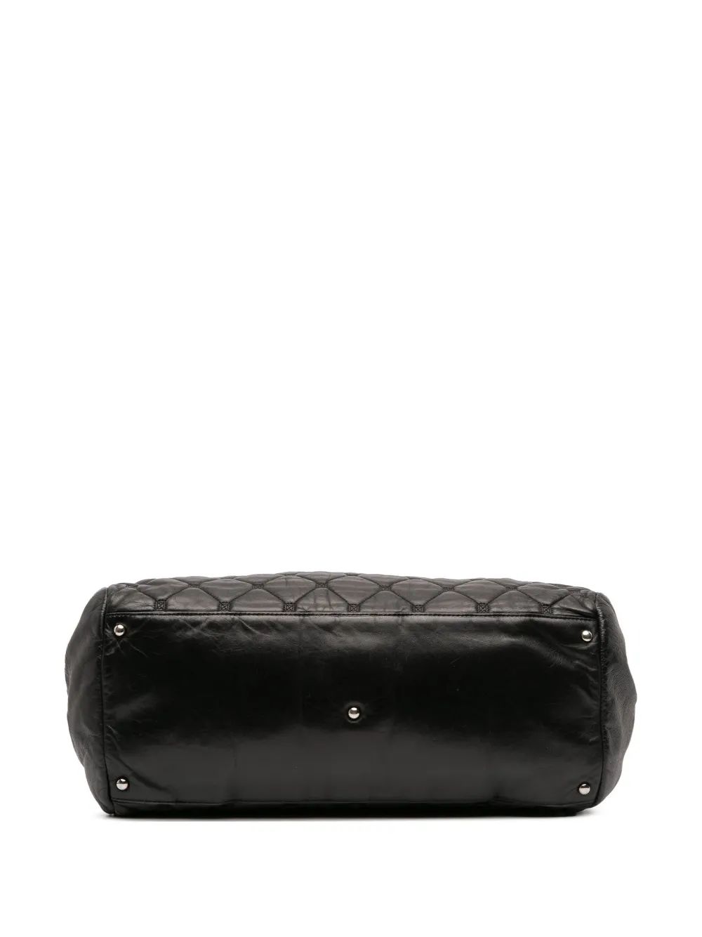 Pre-owned Chanel 2008-2009 Quilted Lambskin Hidden Chain Bowler Bag Handbag In Black