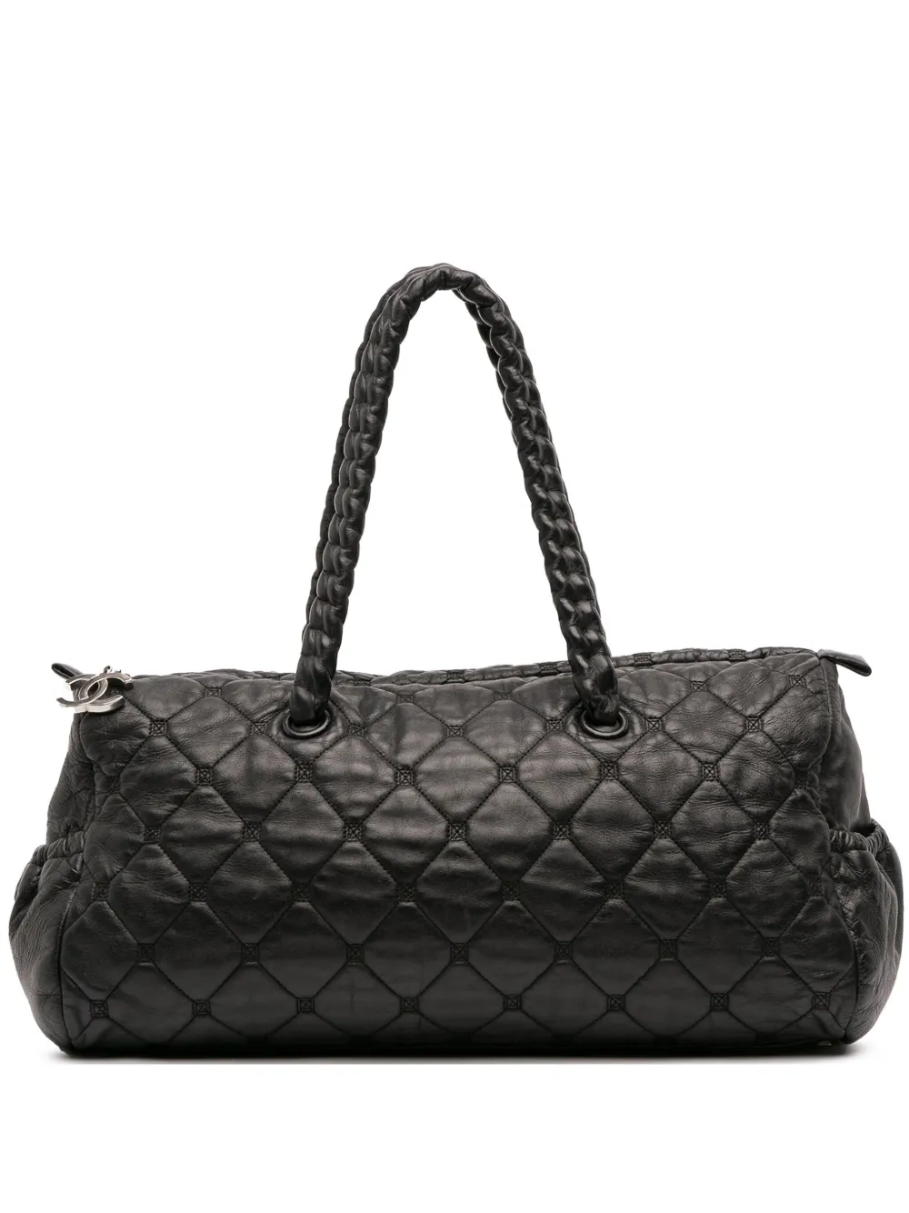 CHANEL Pre-Owned 2008-2009 キルティング ラムスキン チェーン ボウラーバッグ - ブラック CHANEL Pre-Owned 2008-2009 キルティング ラムスキン チェーン ボウラーバッグ - ブラック