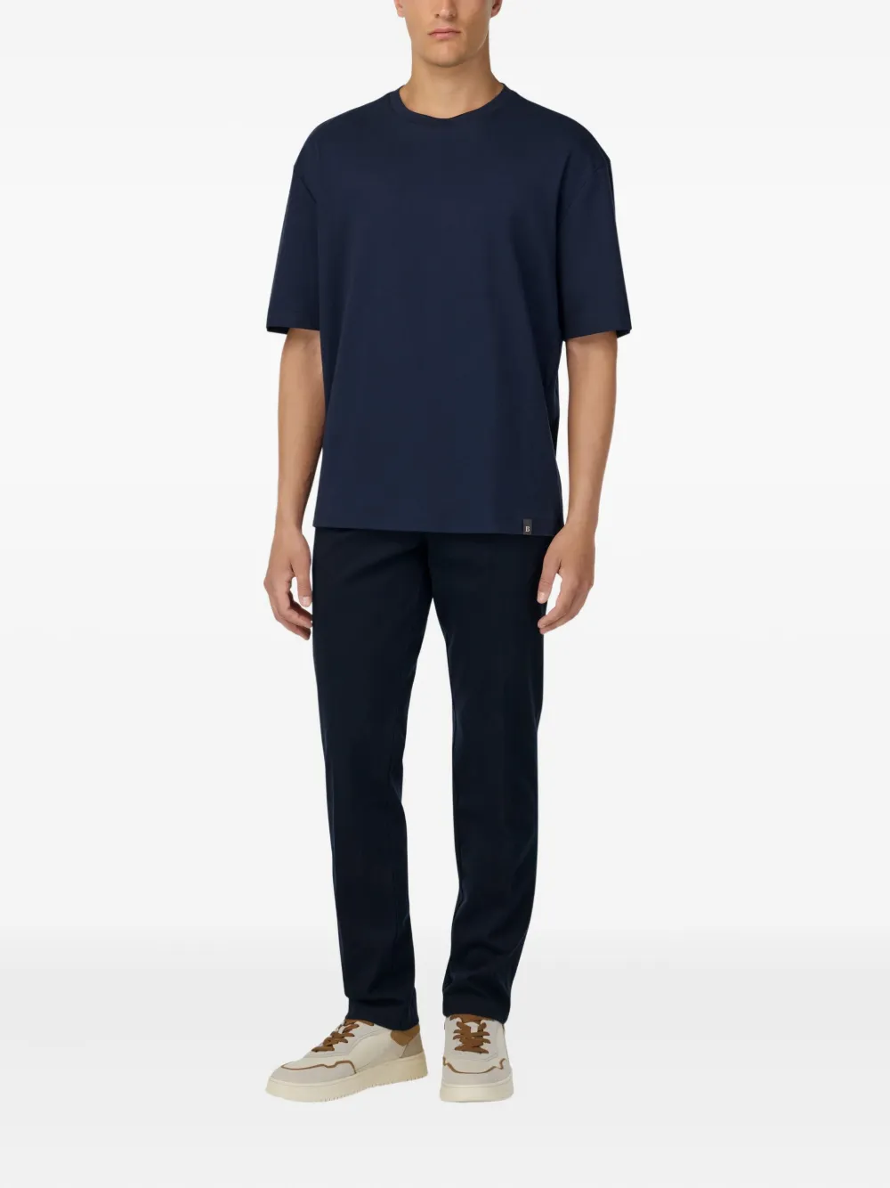 Boggi Milano cotton T-shirt - Blauw