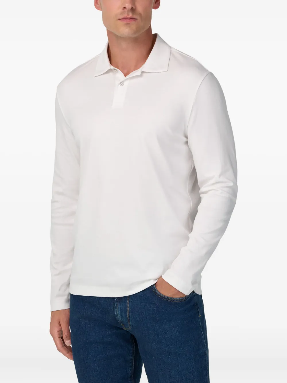 Boggi Milano Poloshirt met lange mouwen Wit