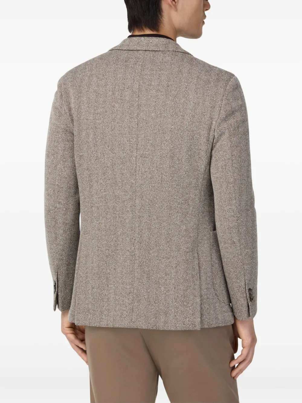 Boggi Milano Blazer met visgraatpatroonn Beige