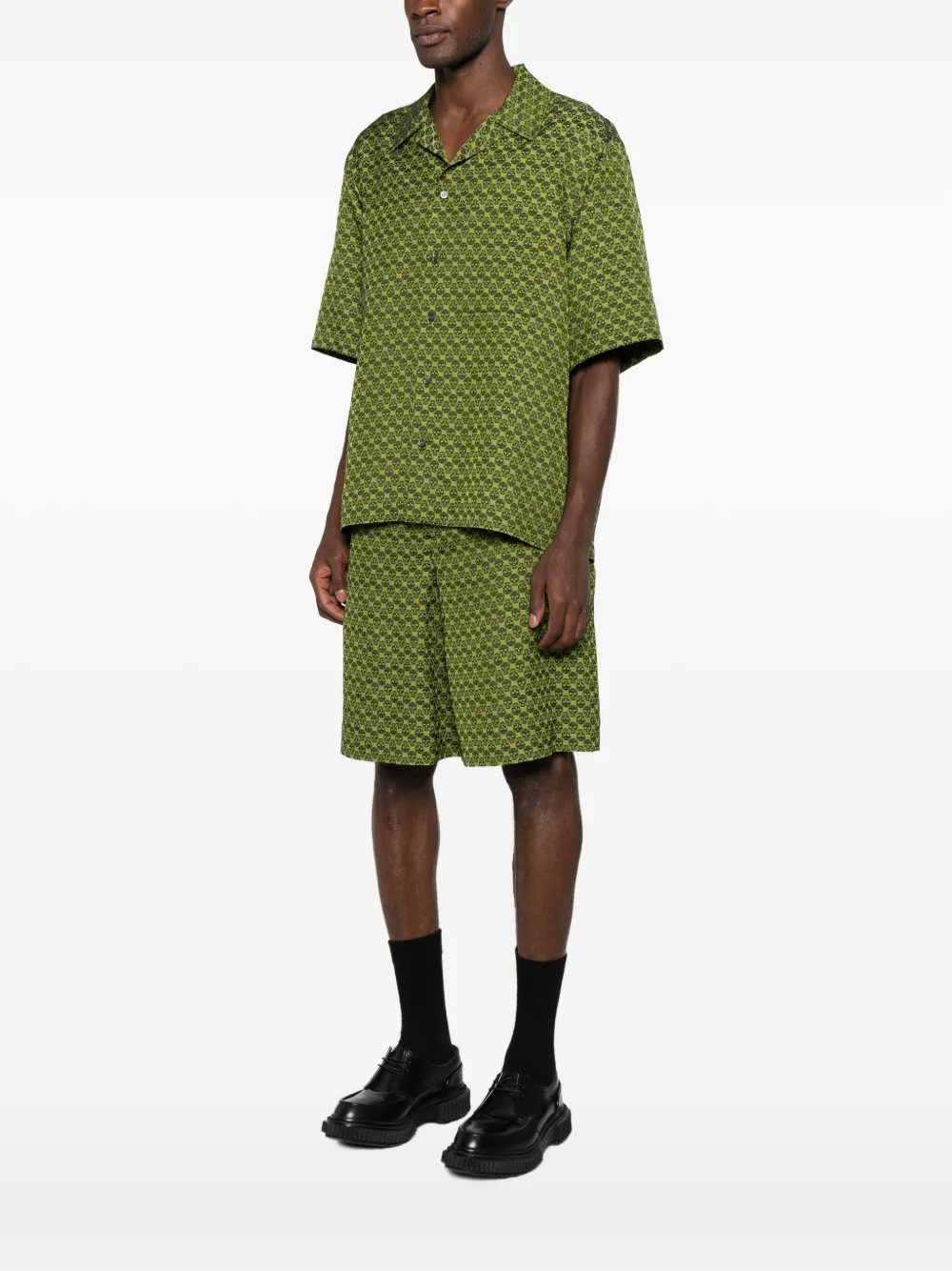 Alexander Mcqueen Skull-pattern Hawaiian Shirt In Green