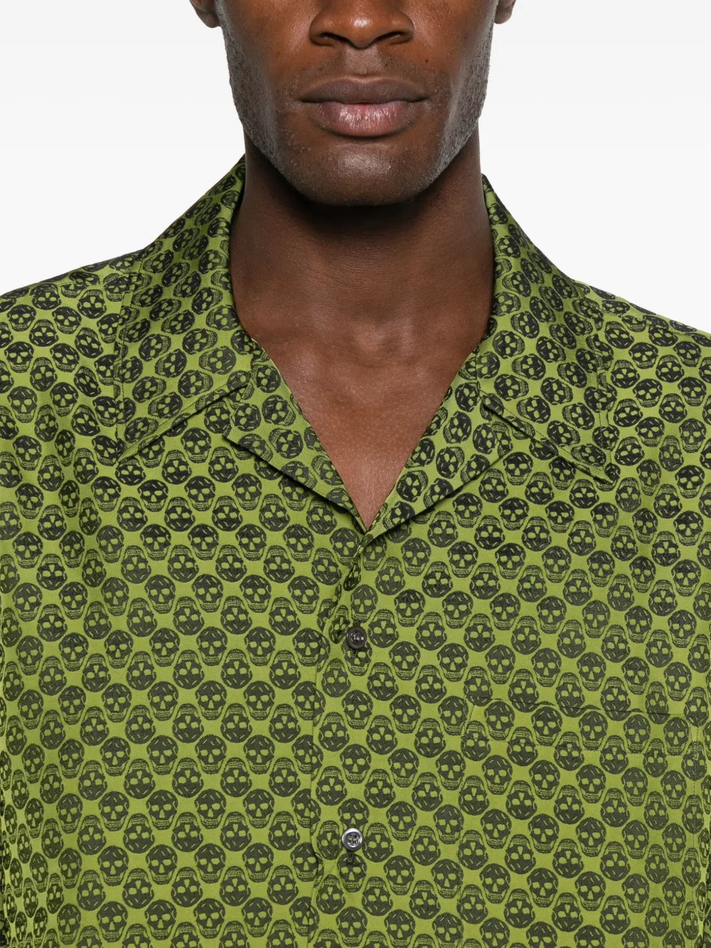 Alexander Mcqueen Skull-pattern Hawaiian Shirt In Green