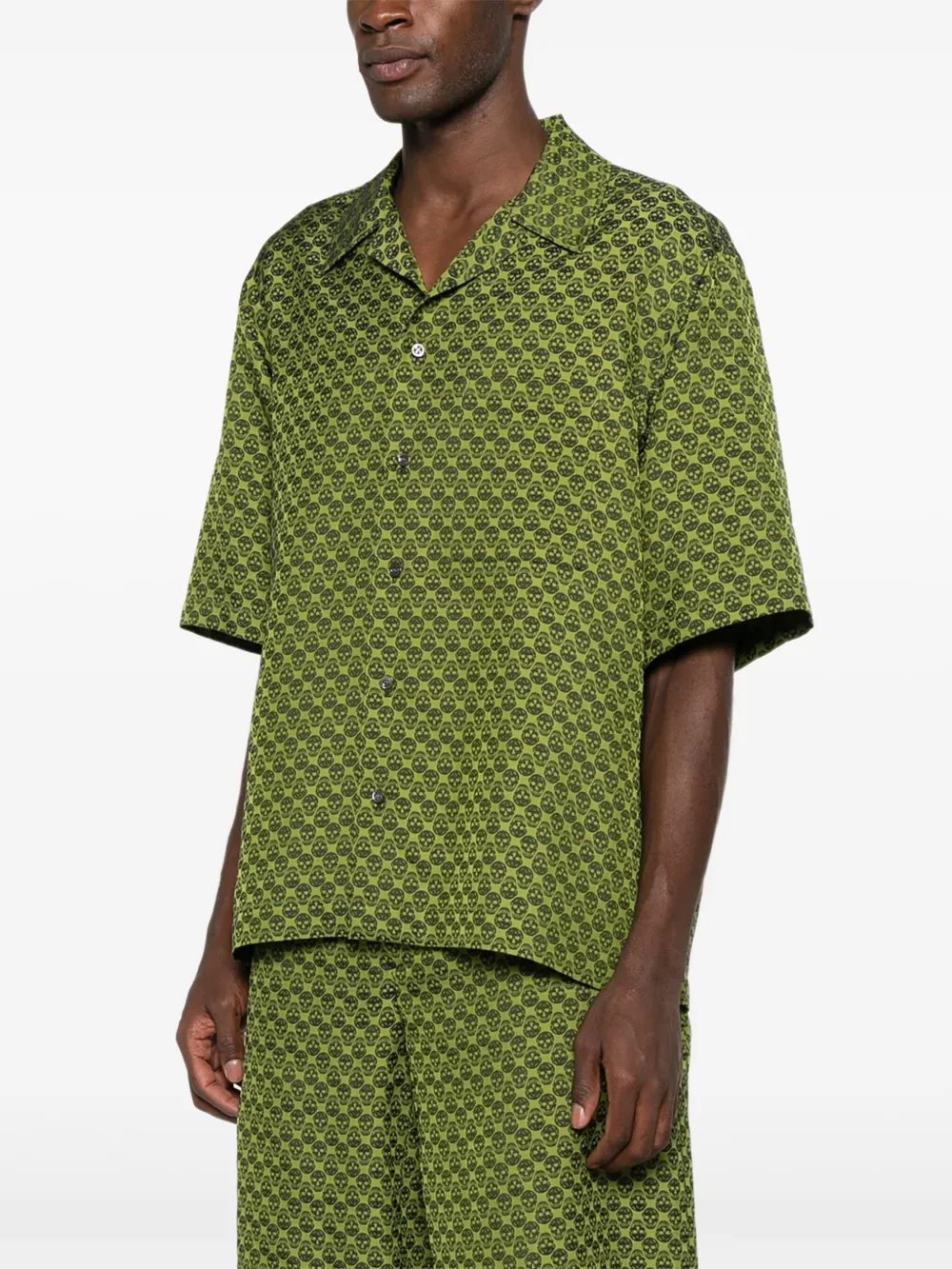 Alexander McQueen Overhemd met doodskopprint Groen