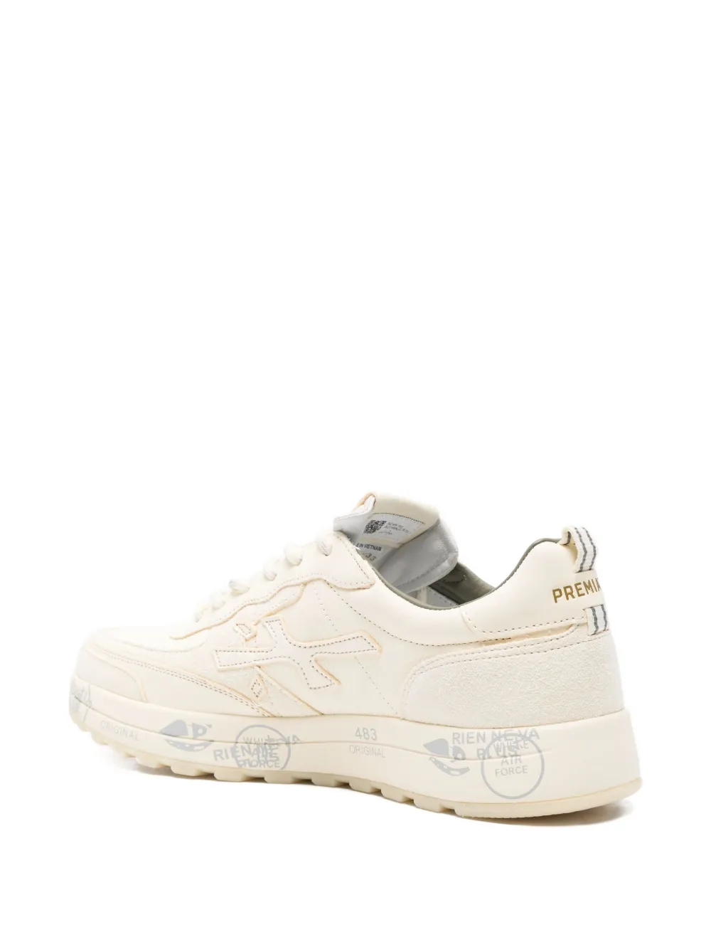 Premiata Nous 7733 logo-stamped leather sneakers Neutrals
