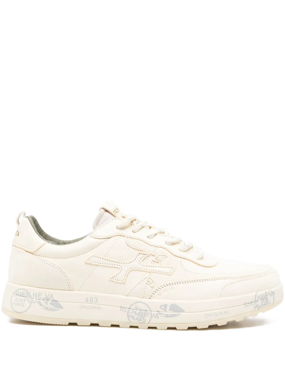 Premiata Nous 7733 logo-stamped leather sneakers Neutrals