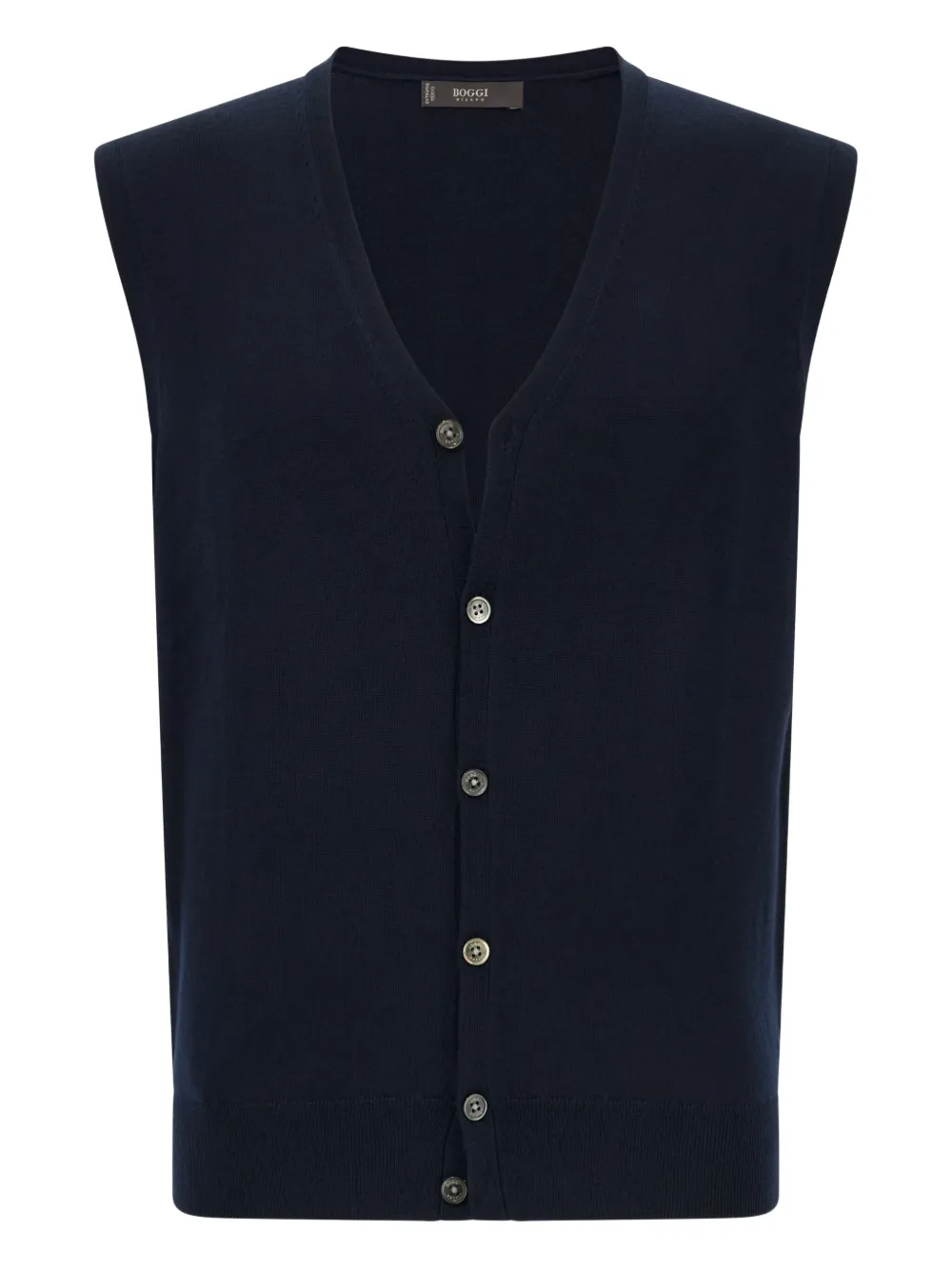 Boggi Milano Wool Buttoned Vest In Blue