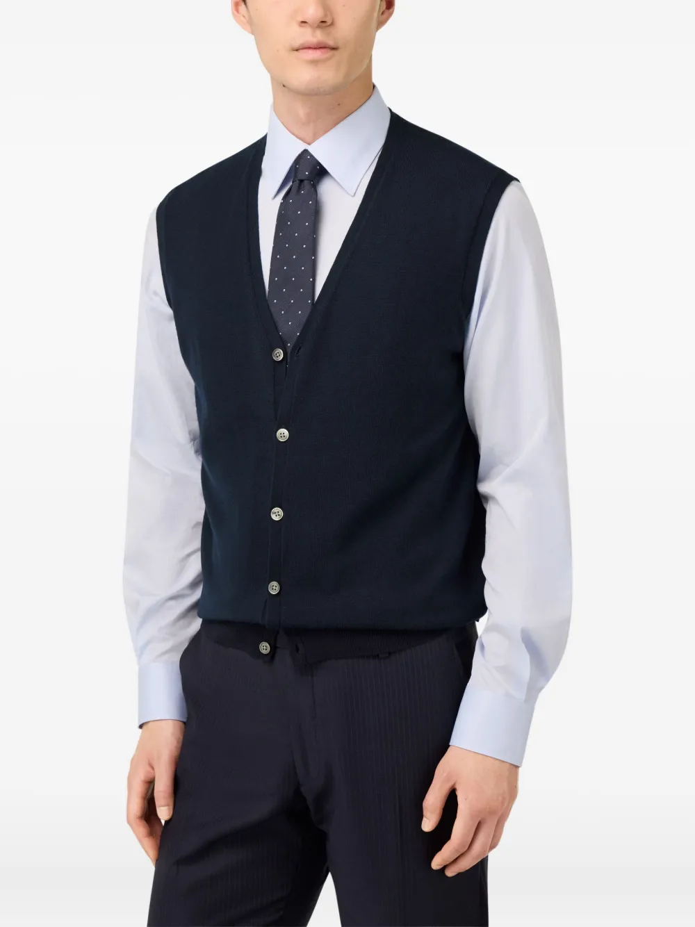 Boggi Milano Wollen spencer met knopen Blauw