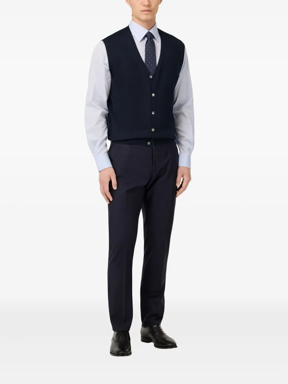 Boggi Milano Wollen spencer met knopen - Blauw