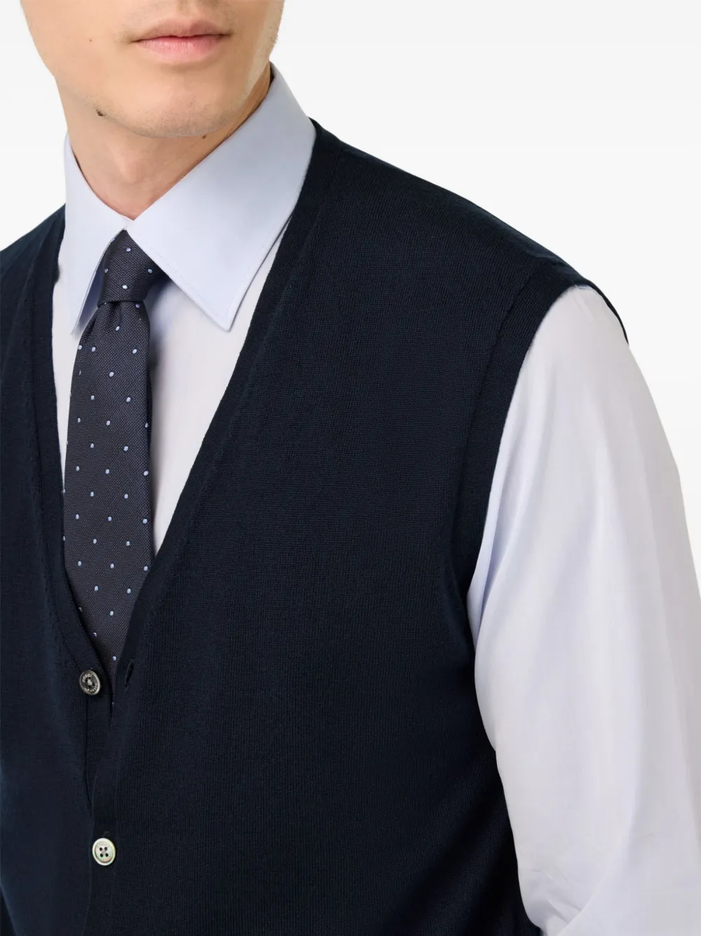 Boggi Milano Wollen spencer met knopen Blauw