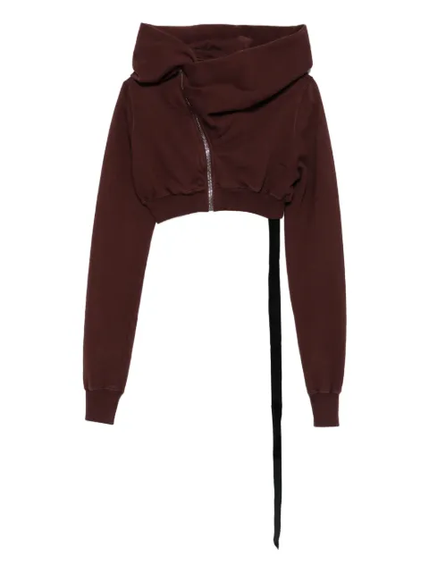 Rick Owens DRKSHDW cowl-neck zip-front cropped sweatshirt