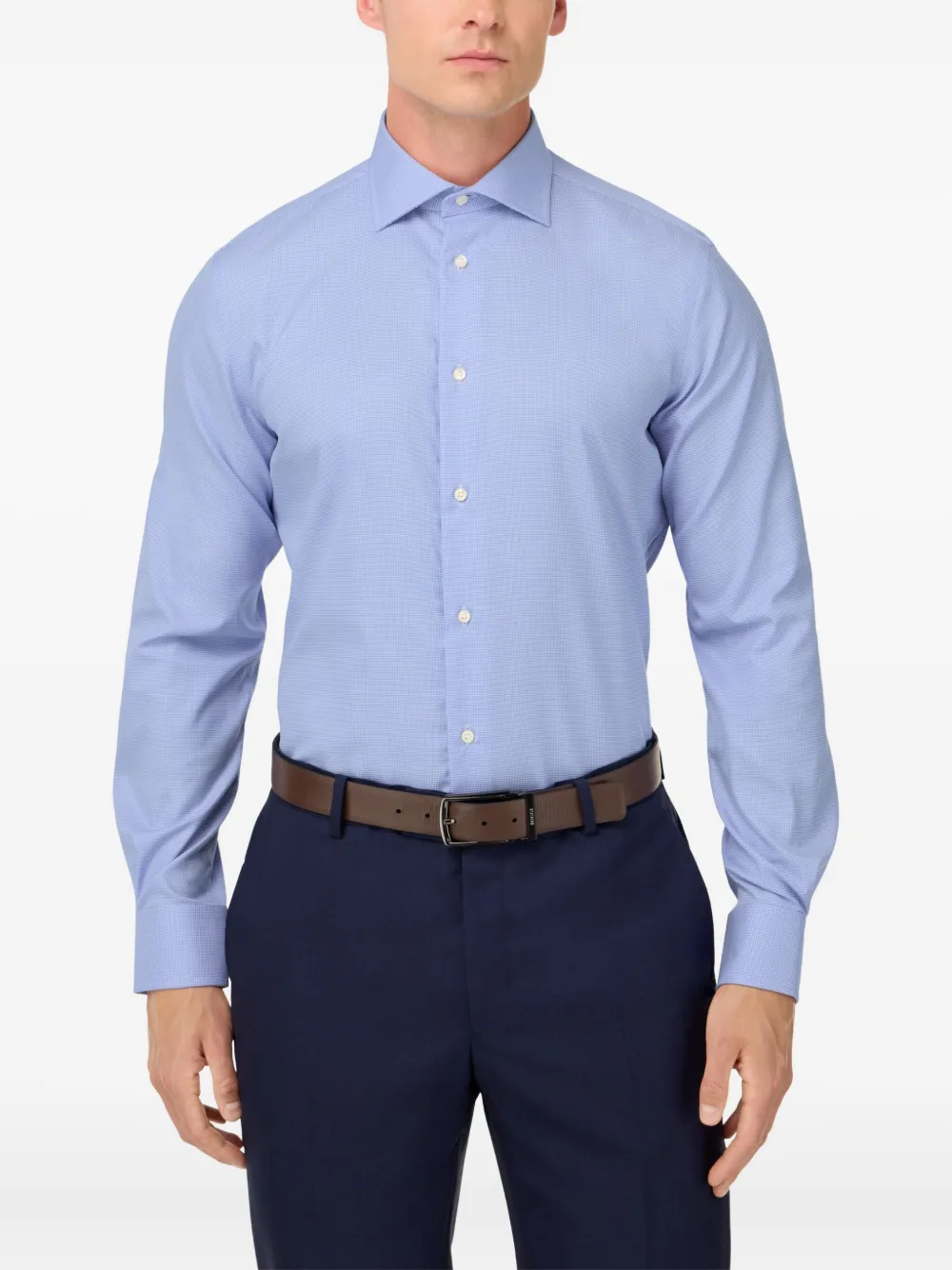 Boggi Milano Windsor-collar Cotton Shirt In Blue