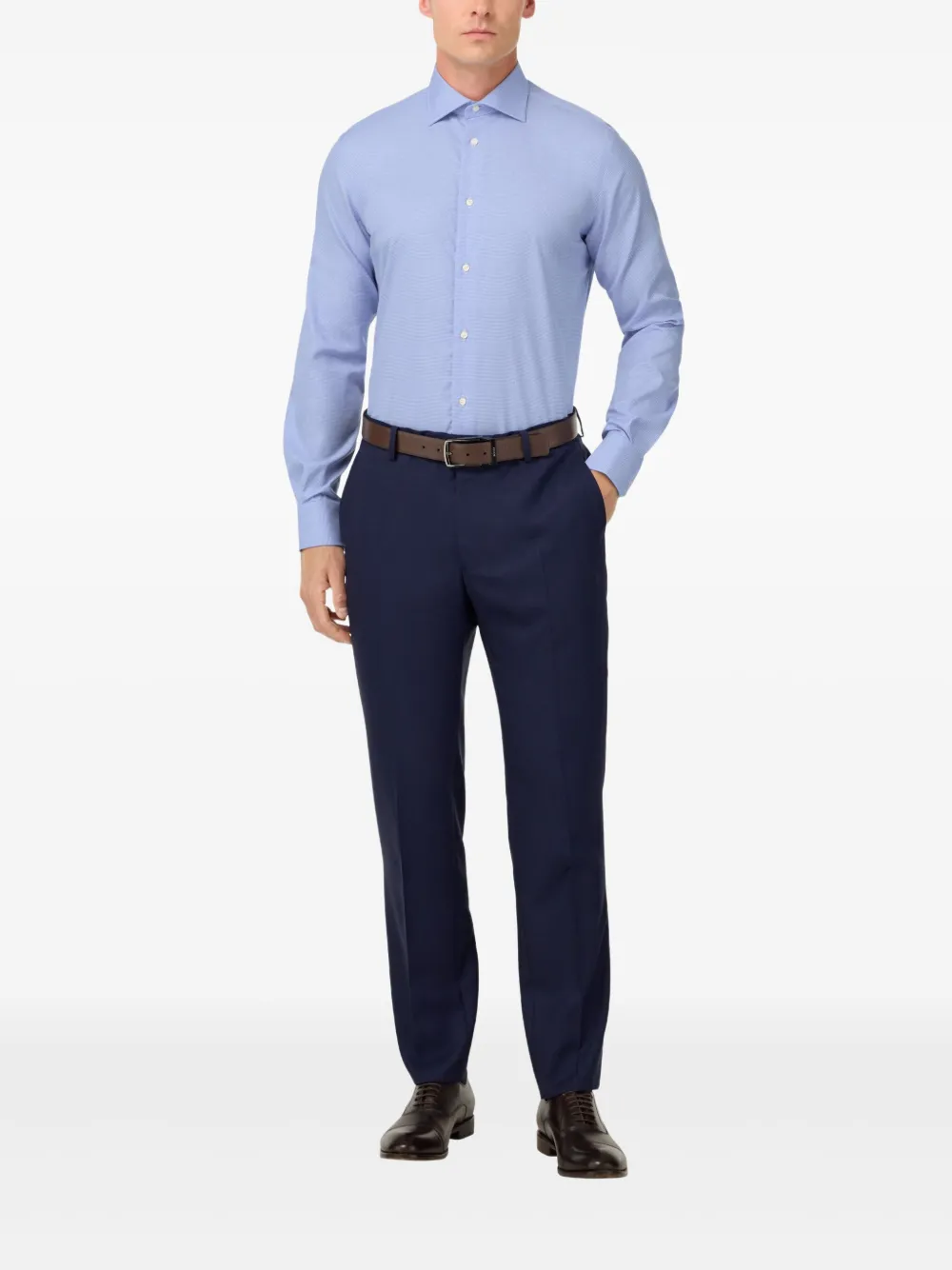 Boggi Milano Windsor-collar Cotton Shirt In Blue