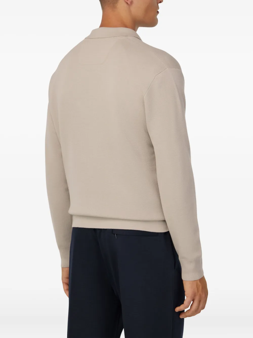 Boggi Milano Sweater van merinowol met halve rits Beige