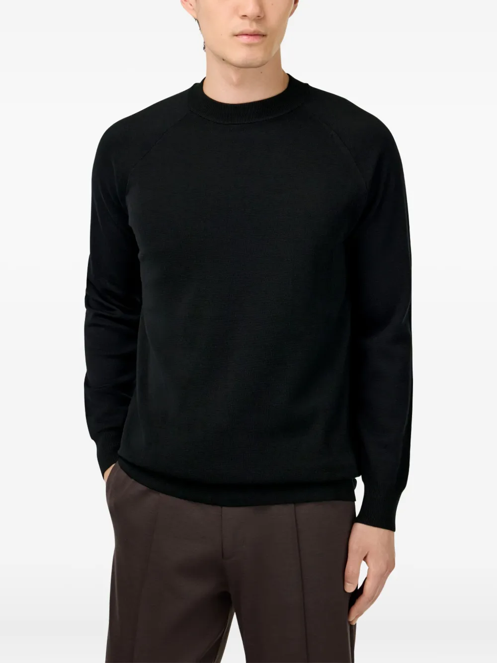 Boggi Milano Wollen trui met raglanmouwen Black