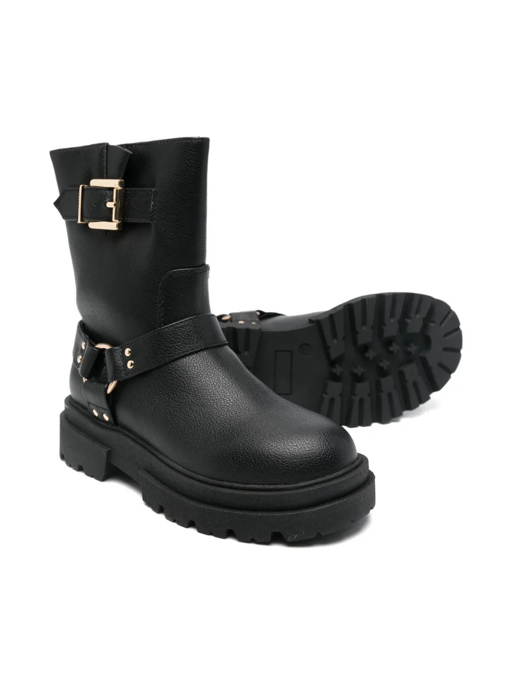 TWINSET Kids buckle-strap platform boots - Zwart