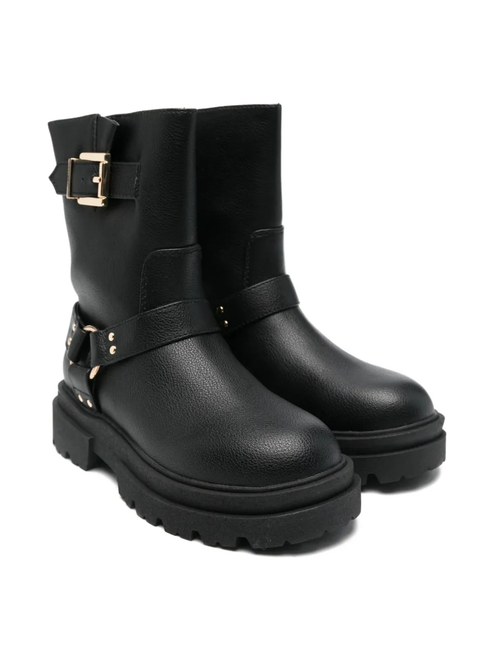 Twinset Buckle-strap Platform Boots In Black
