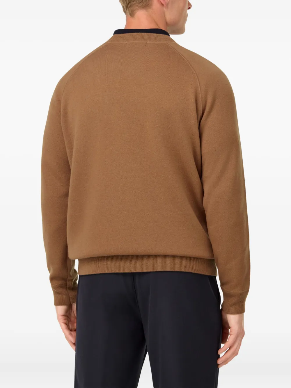 Boggi Milano Crew Neck Jumper In Wool And Cashmere In Brown