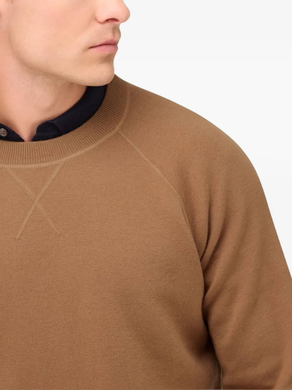 Boggi Milano Crew Neck Jumper In Wool And Cashmere In Brown