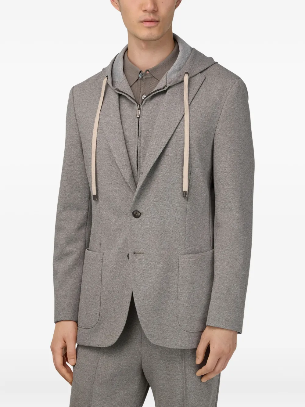 Boggi Milano Blazer met capuchon en opgestikte zak Grijs