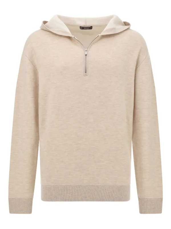 Boggi Milano half-zip Hooded Sweater Neutrals FARFETCH JO