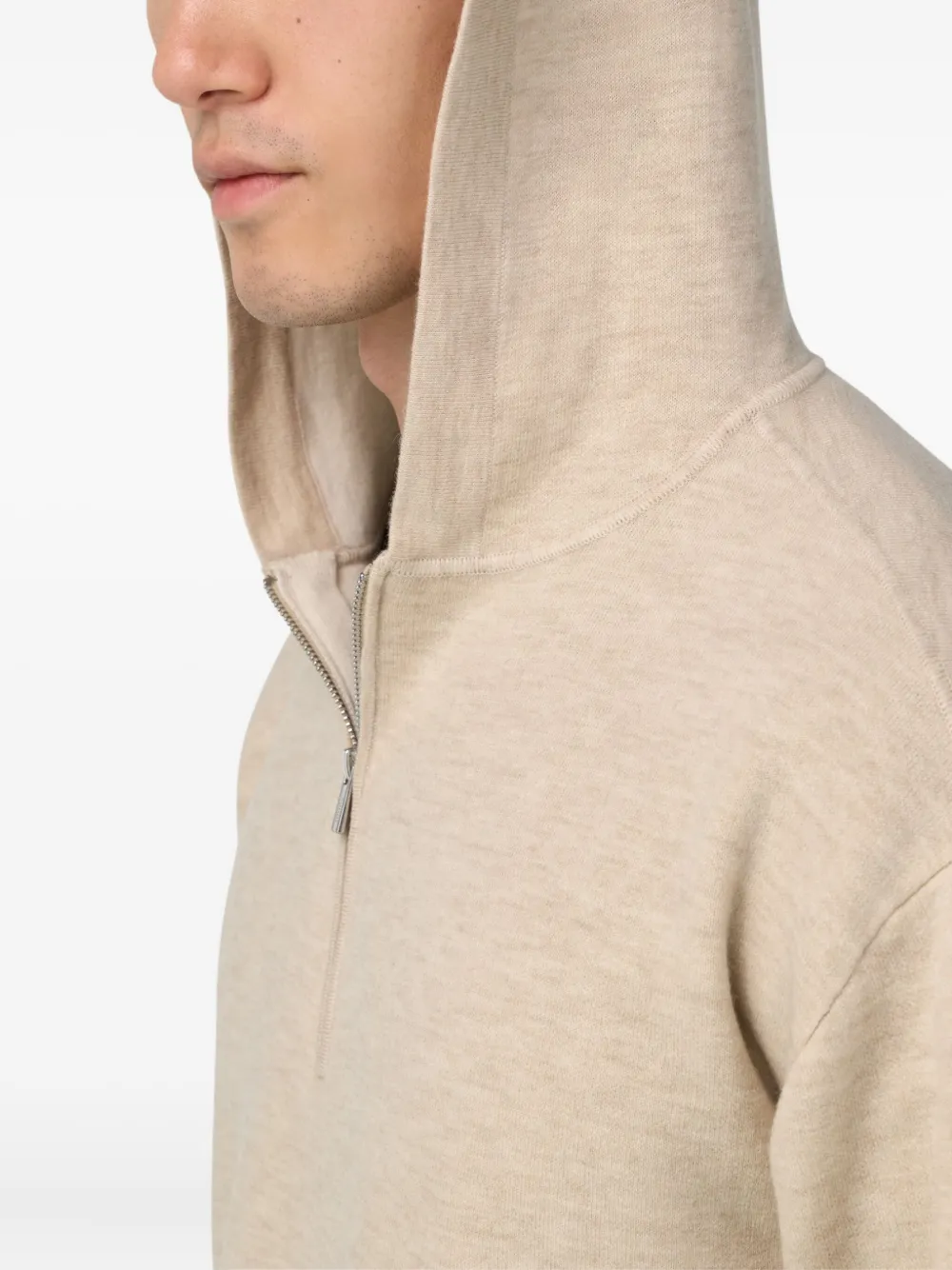 Boggi Milano Half-zip Hooded Sweater In Neutral