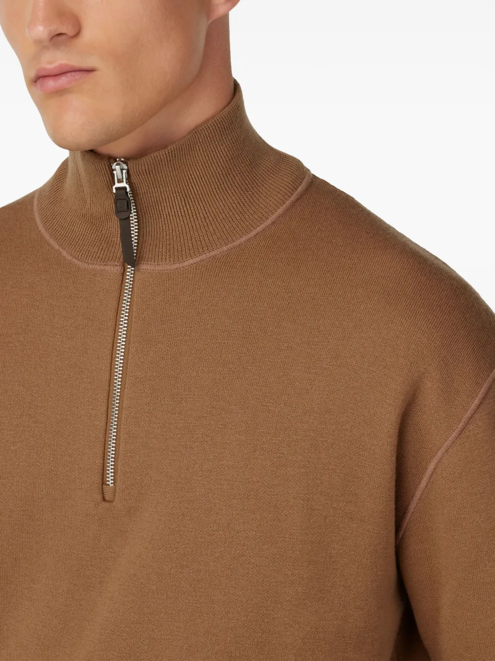 Boggi Milano Half-zip Sweater In Brown