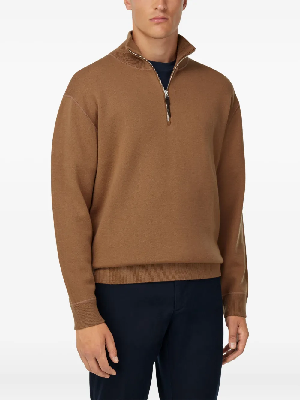 Boggi Milano Half-zip Sweater In Brown