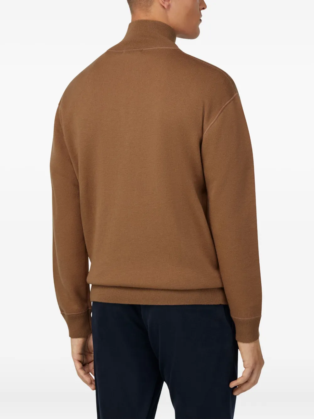 Boggi Milano Half-zip Sweater In Brown